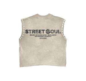 เสื้อยืดผ้าเจอร์ซีย์คอตตอน 100% คุณภาพสูง ผลิตจากโรงงาน พิมพ์ลายสกรีนที่ชายเสื้อแบบดิสเทรส ซักย้อมสีแบบแอซิดวอช สำหรับผู้ชาย สั่งผลิตขั้นต่ำน้อย - Product Image 6
