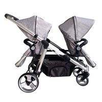 Cochecito Doble Plegable Compacto Clásico VICO de Aleación de Aluminio y Tela, Convertible, con Ruedas Traseras Grandes, Frenos y Arnés de 5 Puntos, Certificado EN