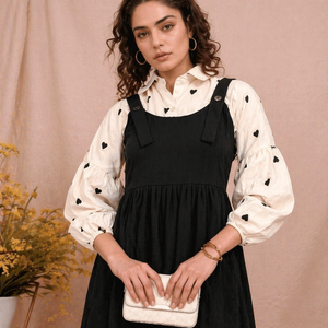 Conjunto a juego para madre e hija, elegante, de longitud completa, modesto, de punto, con estampado de amor bordado y motivo de corazón en el interior. - Product Image 2