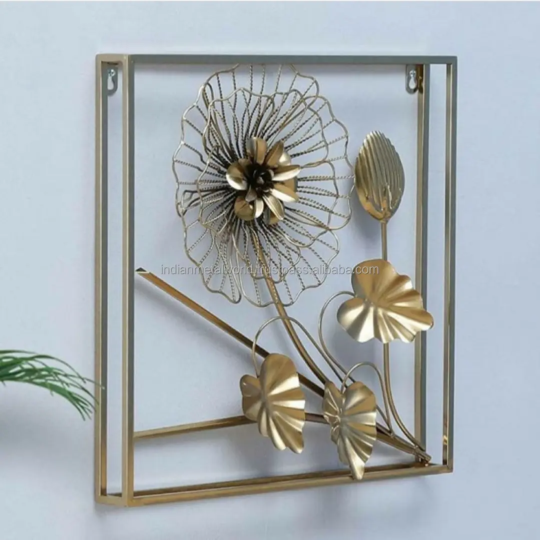 New Design Metal Wall Art With Frame Golden Wrought Iron Pacific look Hot Sale 2021