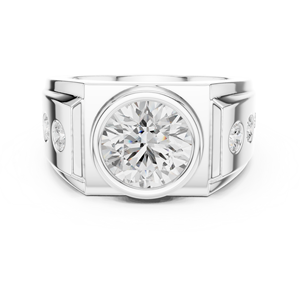 925 Sterling Silver Gold Plated Prong <b>Set</b> Round Cut Moissanite Unisex Hip Hop Style Gift <b>Ring</b> - Product Image 6