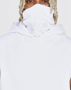 Sudadera con capucha de forro polar de algodón 100% personalizada con máscara de sherpa, nueva llegada, cuello con capucha extragrande para hombre, sin mangas - Product Image 6