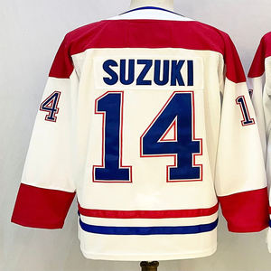 High Quality 100% polyester Men's Stitched HockeyJerseys 100% Polyester Quick Dry V-neck Automated cutting mechanism - Product Image 5