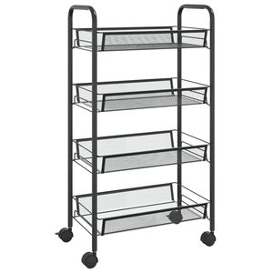 <b>4</b>-<b>Tier</b> Black Iron Kitchen Trolley 18.1"x10.2"x33.5" Versatile <b>Storage</b> Solution - Product Image 2
