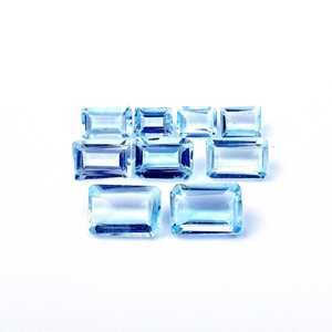 Lot en gros de pierres précieuses naturelles en aquamarine, taille octogonale, facettées, calibrées, 5x7 mm, pour la fabrication de bijoux - Product Image 1