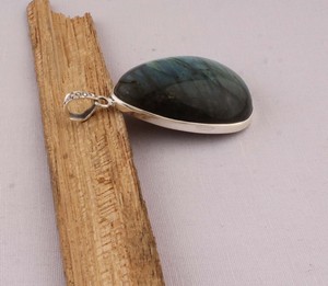 Handmade Labradorite Pear Pendant 925 Sterling Silver Bezel Setting Vintage Bohemian Teardrop Flashy Stone 18 Inch Necklace Fine - Product Image 4