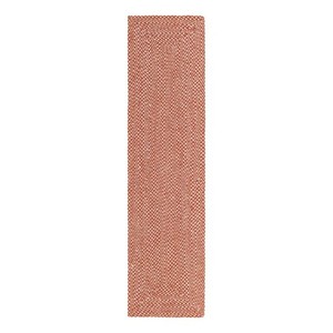 Tapis rectangulaire moderne rouge beige en polypropylène tissé plat avec envers antidérapant en caoutchouc pour couloir - Product Image 1