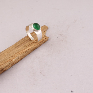 925 Sterling <b>Silver</b> Classic Party Green Emerald Quartz Oval Cabochon Gemstone Wide Band <b>Ring</b> for <b>Men</b> Women Wholesale Jewelry - Product Image 4