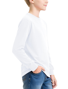 Camisetas Escolares Blancas de Manga Larga para Niños, de Algodón y Elastano, Personalizadas OEM - Product Image 1