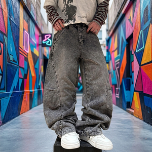 Pantalones de mezclilla anchos de algodón para hombre, estilo Y2K, hip hop, casuales, a la moda, holgados, con diseño único de perlas y bolsillos, para uso diario y urbano, colección 2026 - Product Image 3