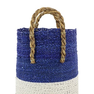 ชุดตะกร้าหวายทะเล 3 ใบ สีกรมท่าและสีขาว ตะกร้าเก็บของทำมือ ขายส่ง เป็นมิตรกับสิ่งแวดล้อม ผลิตในเวียดนาม - Product Image 6