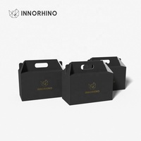 Boîte cadeau en papier biodégradable noir personnalisée pour pot à cupcakes, emballage pour produits de soin de la peau |   Boîte en carton pliable de luxe avec logo en relief