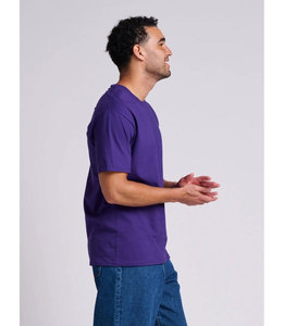 T-shirt à col rond pour homme, coupe classique, couleur unie, violet foncé, 100% coton jersey tricoté, vêtements d'été - Product Image 1