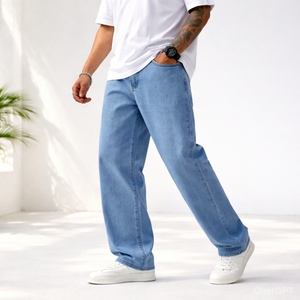 Pantalones Vaqueros de Trabajo Casuales para Hombre, Talla Grande, Ajustados, Elásticos, de Mezclilla, a la Moda, con Estampado Informal - Product Image 2