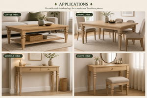 Patas de Mesa de Comedor Modernas de Madera Maciza Resistentes, Postes de Soporte Hechos a Mano Personalizables, Acabado Pulido, para Sala de Estar o Taller - Product Image 4