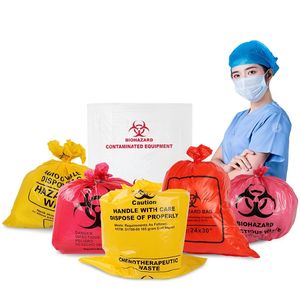Venta al por mayor barato 100% Biodegradable Rojo Médico Biohazard bolsa de basura de plástico con logotipo impreso - Product Image 6
