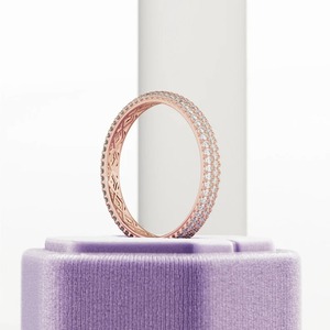 1 Carat Micro Pave Eternity Band 3 Row Pave <b>Ring</b> in 14K 18K Rose Gold Wedding Band <b>Stacking</b> <b>Ring</b> Lab Created Diamonds <b>Rings</b> - Product Image 2