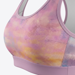 Soutien-gorge de sport à maintien moyen, design tie-dye personnalisé, dos nageur, respirant, pour yoga, gym, fitness, entraînement, confort et maintien - Product Image 4
