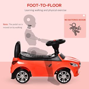 Red Toddler Ride-On <b>Push</b> <b>Car</b> Foot-to-Floor with Horn Music Headlights & Storage Features - Product Image 6