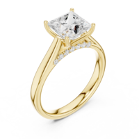 Cincin Tunangan Berlian Sintetis 2 Karat Potongan Princess Emas 18k E Vvs2 Potongan Excellent Tanpa Warna Bentuk Pr