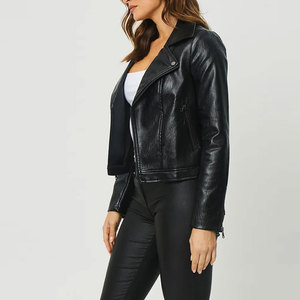 High Quality Fashionable Women's Winter Leather Jacket with Windproof Cropped Metal Zipper High Quality Leather Jackets - Product Image 4