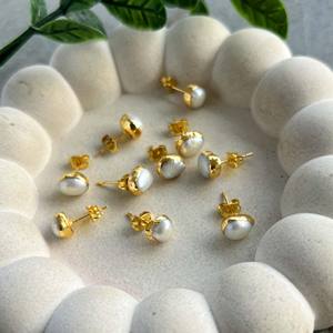 Pendientes de Perlas Naturales de Agua Dulce, Chapados en Oro de 18K, Pendientes Minimalistas de Perlas para Mujer, Joyería Clásica - Product Image 5