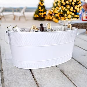 Bañera para Bebidas Galvanizada Blanca, Cubeta de Hielo Metálica Grande para Fiestas, Enfriador de Vino, Bañera Enfriadora de Bebidas para Barbacoas, Bodas y Eventos - Product Image 4