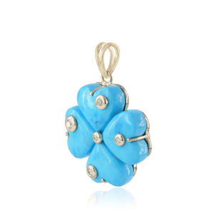 Colgante de Oro 14k con Diamante Natural y Turquesa en Forma de Corazón, Joyería Fina al por Mayor, Plata 925 - Product Image 4