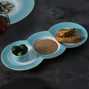 Ensemble de vaisselle de luxe vaisselle et couverts de restaurant bleu assiettes rondes en céramique de 10 pouces assiette de vaisselle en céramique - Product Image 4