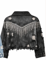 2026 Denim Wanita Musim Semi Gugur Terbaru, Trendi Vintage, Berhias Berlian Imitasi, Model Longgar Tipis, Motif Leopard Gothic, Ukuran Besar