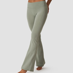 New Ladies Side <b>Pocket</b> Design Flare Bottom Breathable <b>Legging</b> Sports Fitness <b>Workout</b> High Waist Seamless Hip Lifting Pants - Product Image 3