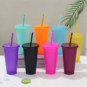 Vaso con Pajita de Gran Capacidad de 24 oz, Ligero, Duradero, Diseño Personalizado, Taza de Plástico con Tapa - Product Image 1