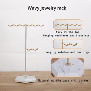 Soporte de Joyería Moderno Estilo Árbol con Ganchos Ondulados, Organizador de Collares Anti-Enredos, Base Estable, Exhibidor Elegante para Tocador - Product Image 5