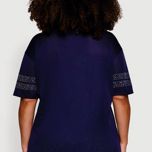 Camiseta Deportiva Unisex Personalizada de Fútbol Americano con Apliques de Pedrería, Estilo Oversize, Corte Cuadrado, Casual, de Malla, OEM, Marca Privada - Product Image 2