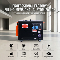 Groupe électrogène diesel insonorisé sur roues, double tension 110V 220V 380V 45A 10kW, réservoir 15L, direct usine, pour bétonnière