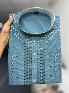 Ensemble Kurta Pajama Brodé Premium Armaani Lachko pour Hommes avec Pyjama en Coton - Product Image 4