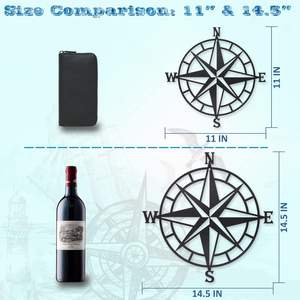 Boussole nautique décorative en métal, décoration murale sur le thème de l'océan, art mural suspendu pour l'intérieur et l'extérieur - Product Image 6