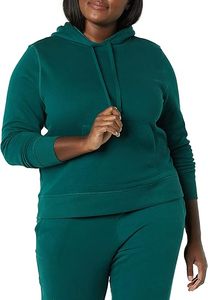 <b>Women's</b> <b>Teal</b> Hooded Sweatshirt Regular Fit Full Sleeve With Pockets Breathable Knitted Cotton Pullover Autumn Wear - Product Image 2