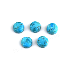 Cabochon de pierre précieuse turquoise d'Arizona de 12 mm, forme ronde, dos plat, poli miroir, lisse, pour la fabrication de bijoux et pendentifs - Meilleures ventes - Product Image 5