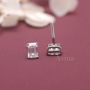 IGI Certified Lab Grown Diamond <b>Emerald</b> Cut <b>Stud</b> Earrings Solid 925 Sterling Silver Solitaire Diamond Earrings - Product Image 6