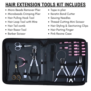 Kit de Herramientas para Extensiones de Cabello: Herramienta de Eliminación de Micro Anillos, Alicates de Crimpado para Micro Enlaces, Herramienta de Sellado de Extensiones de Cinta, Cortador de Queratina - Product Image 2