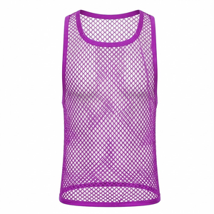 Factory Price Breathable Men Sports Mesh Sleeveless Mesh <b>Singlets</b> for Men Transparent Vest for Sale Transparent Vest - Product Image 4