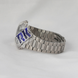 Men's Stainless Steel Diamond <b>Iced</b> <b>Out</b> Round Dial <b>Watch</b> Luxury Fashion Analog Timepiece <b>Watch</b> With Secure Clasp - Product Image 2