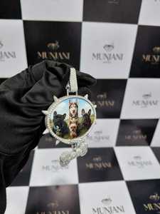 Pendentif photo personnalisé en argent sterling 925 avec moissanite VVS, pendentif commémoratif avec portrait d'animal de compagnie, pendentif pour maman de chien - Product Image 3