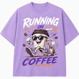 เสื้อยืดแขนยาวคอกลมสีดำพิมพ์ลายการ์ตูน Feel Rhythm Running Coffee สำหรับผู้ชาย ทรงหลวม สวมใส่สบาย ผลิตจากผ้าฝ้าย 100% - Product Image 1
