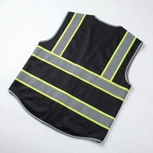 Chaleco de seguridad negro con cinta reflectante y múltiples bolsillos Chaleco de trabajo resistente y multiusos. OEM / Marca Privada - Product Image 2