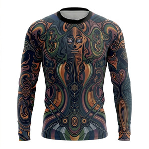 Unisex Fitted Long Sleeve Compression Shirt Sublimation Print Dark Psychedelic <b>Skull</b> Design Quick Dry Lightweight Breathable MMA - Product Image 2