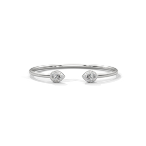 White Gold Open <b>Bracelet</b> Pear Cut Halo Bangle Slim Link Jewelry for Gift and Daily Wear - Product Image 1