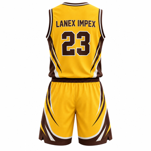 Ensemble de maillots et shorts de basketball en gros pour hommes, jeunes et équipes scolaires, uniforme personnalisé avec logo, numéro et nom imprimés par sublimation - Product Image 3
