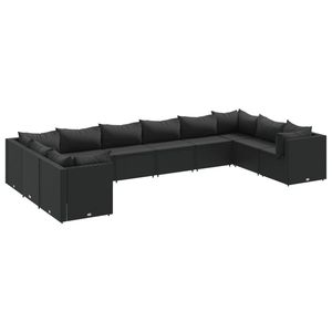 Ensemble de salon de jardin en rotin PE noir avec mousse polyester et fibres de coton - Product Image 2